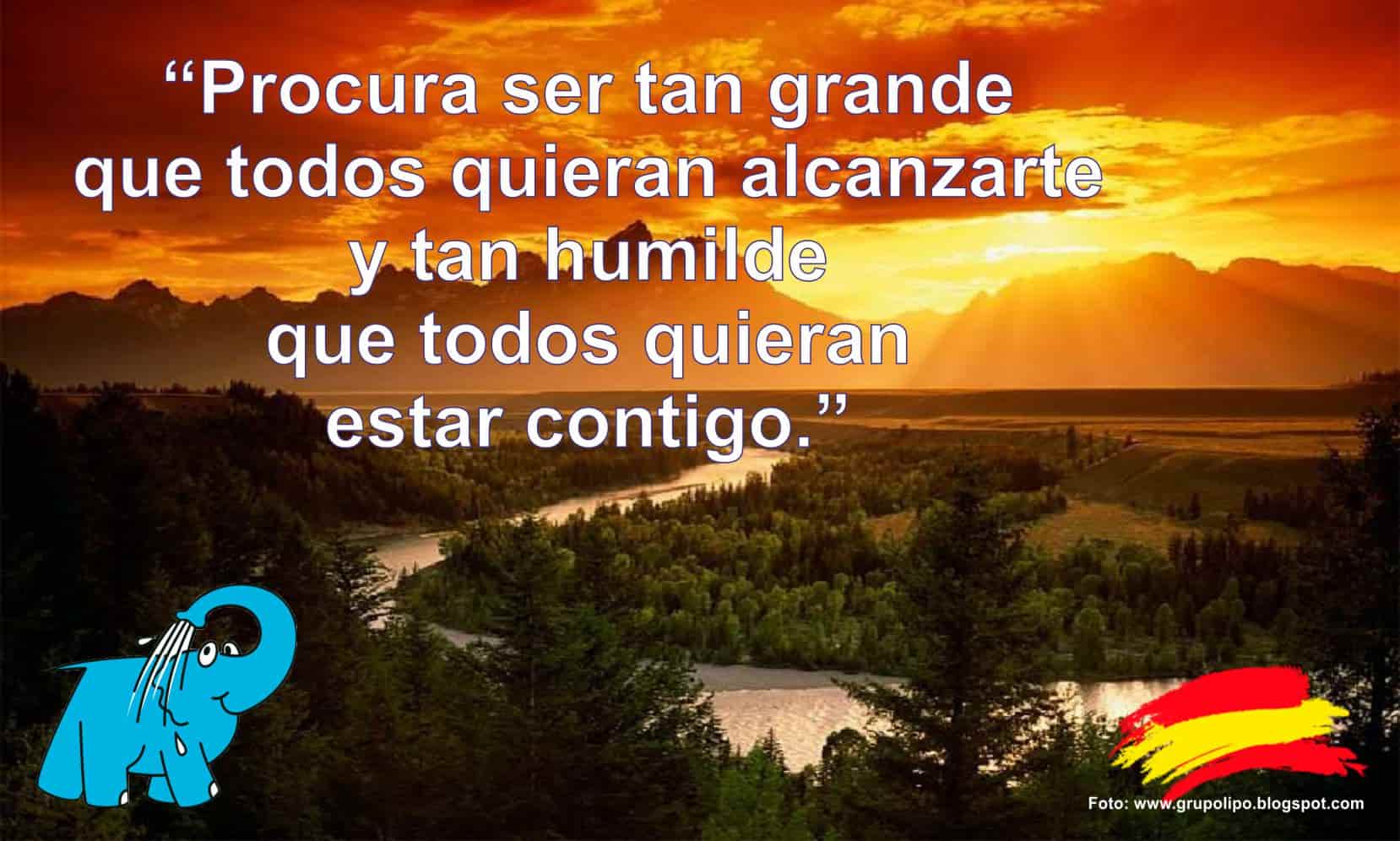 Procura ser tan grande que todos quieran alcanzarte y tan humilde que todos quieran estar contigo.